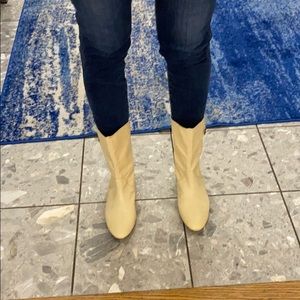 Frye butter colored flat boots